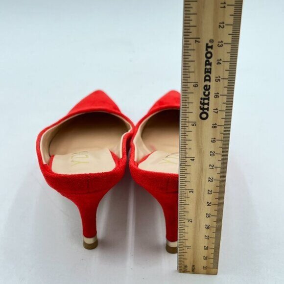 YDN Red Suede Pointed Toe Thin Mid Heel Backless Mules Pumps Slip On Slide Dress - Picture 6 of 8